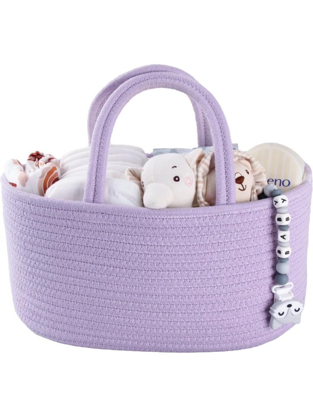 Portable Baby Diaper Caddy Organizer - Cotton Rope Nursery Storage Basket, Tote